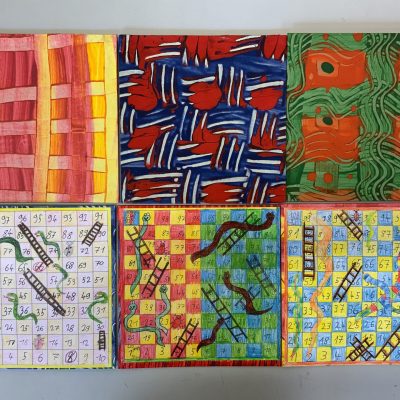 Spielbrett mit Kleisterpapier